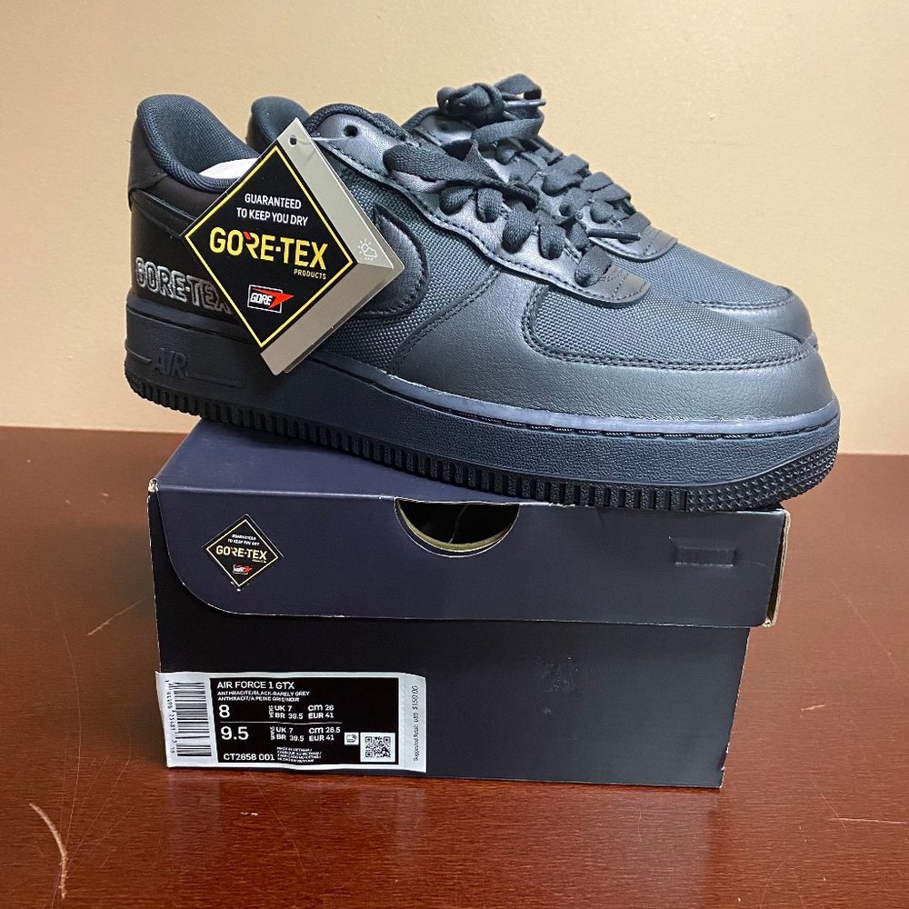 Nike Mens Black Gray Air Force 1 GTX CT2858-001 Low Top Sneaker Shoes Sz 7 7.5